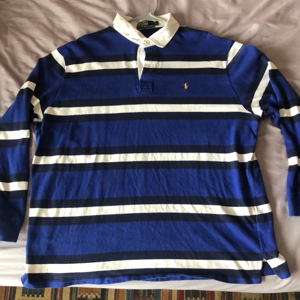 Striped polo rugby shirt
